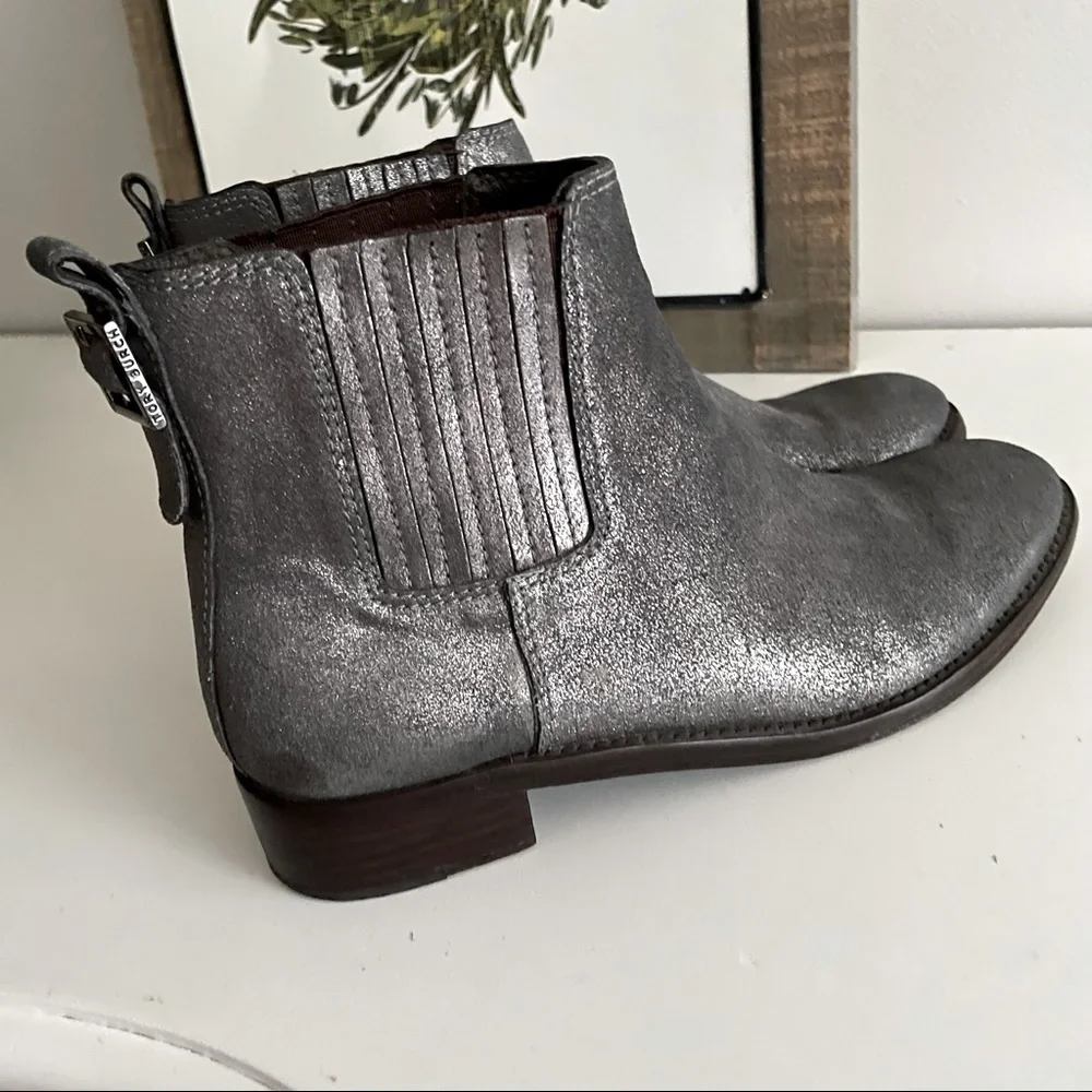 Tory Burch Wade Metallic Ankle Boots  Size 8
